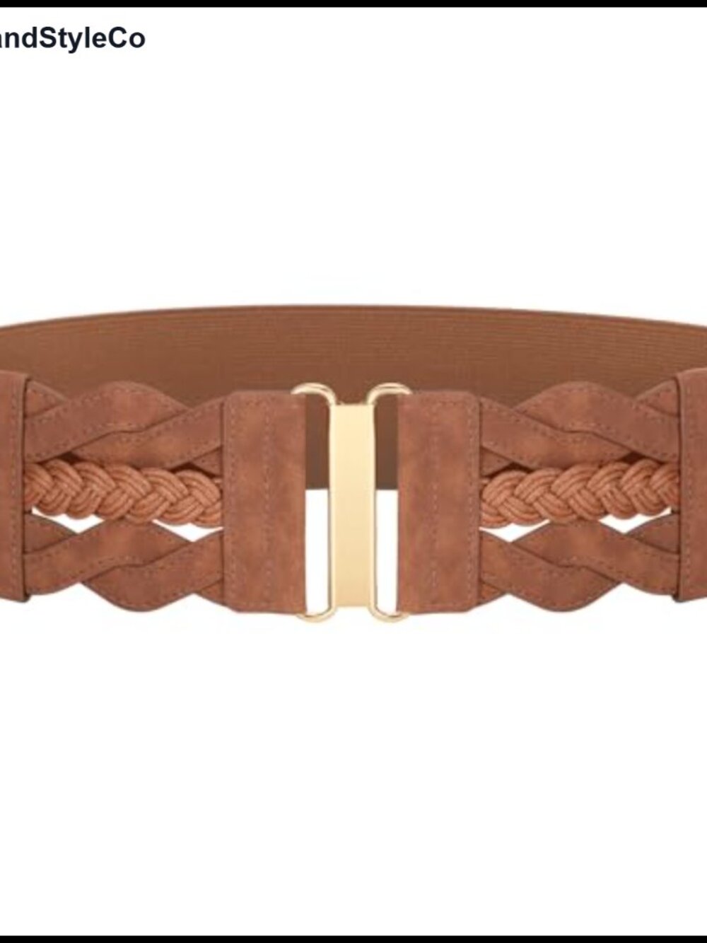 Women's 3in Wide Stretch Belt Faux Leather Gold Buckle